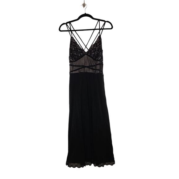 Vintage y2k Mexx Black Goth Cami Sleeveless Fairy Whimsy Lace Dress Large - Picture 1 of 7